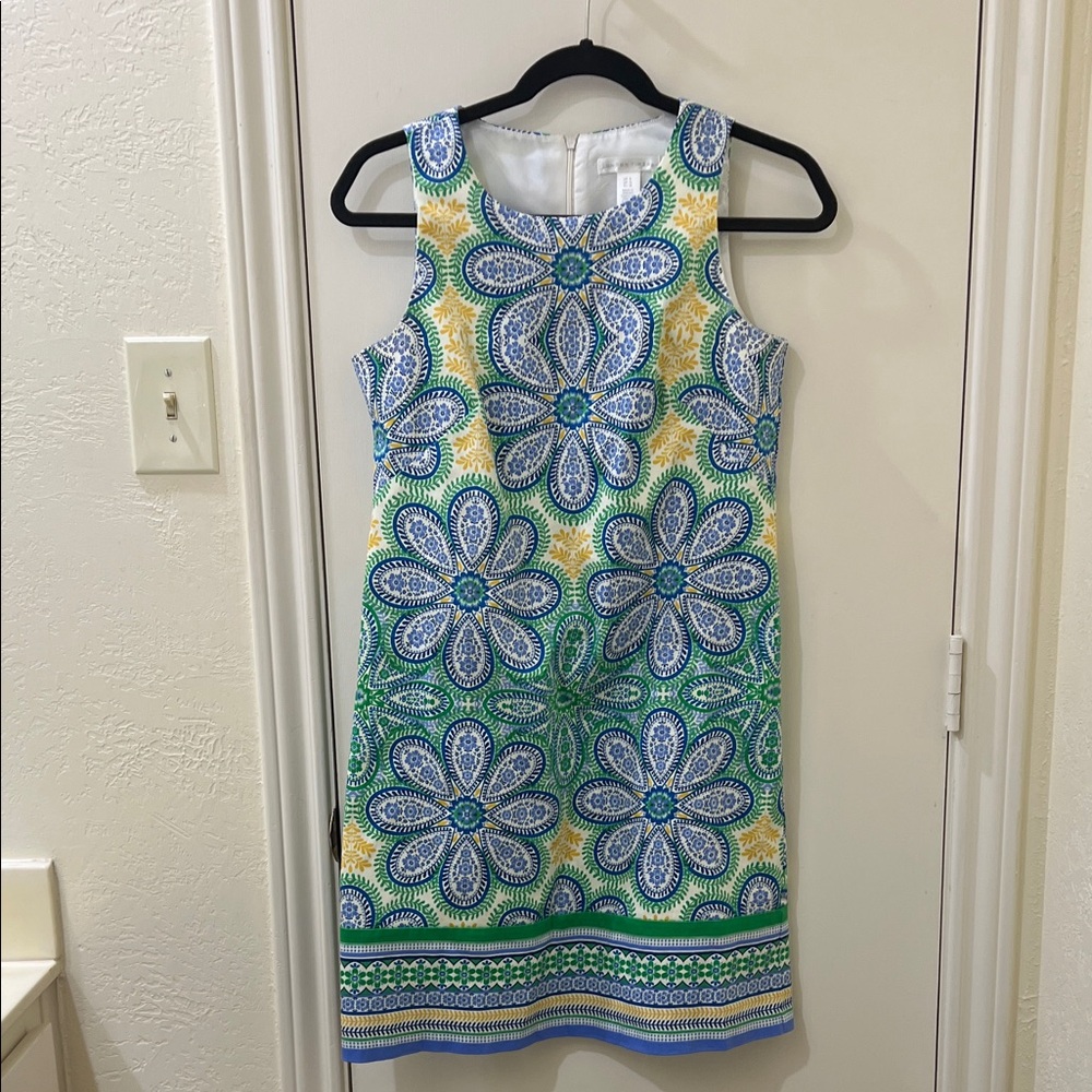 London Times Blue and Green Floral Mini Dress